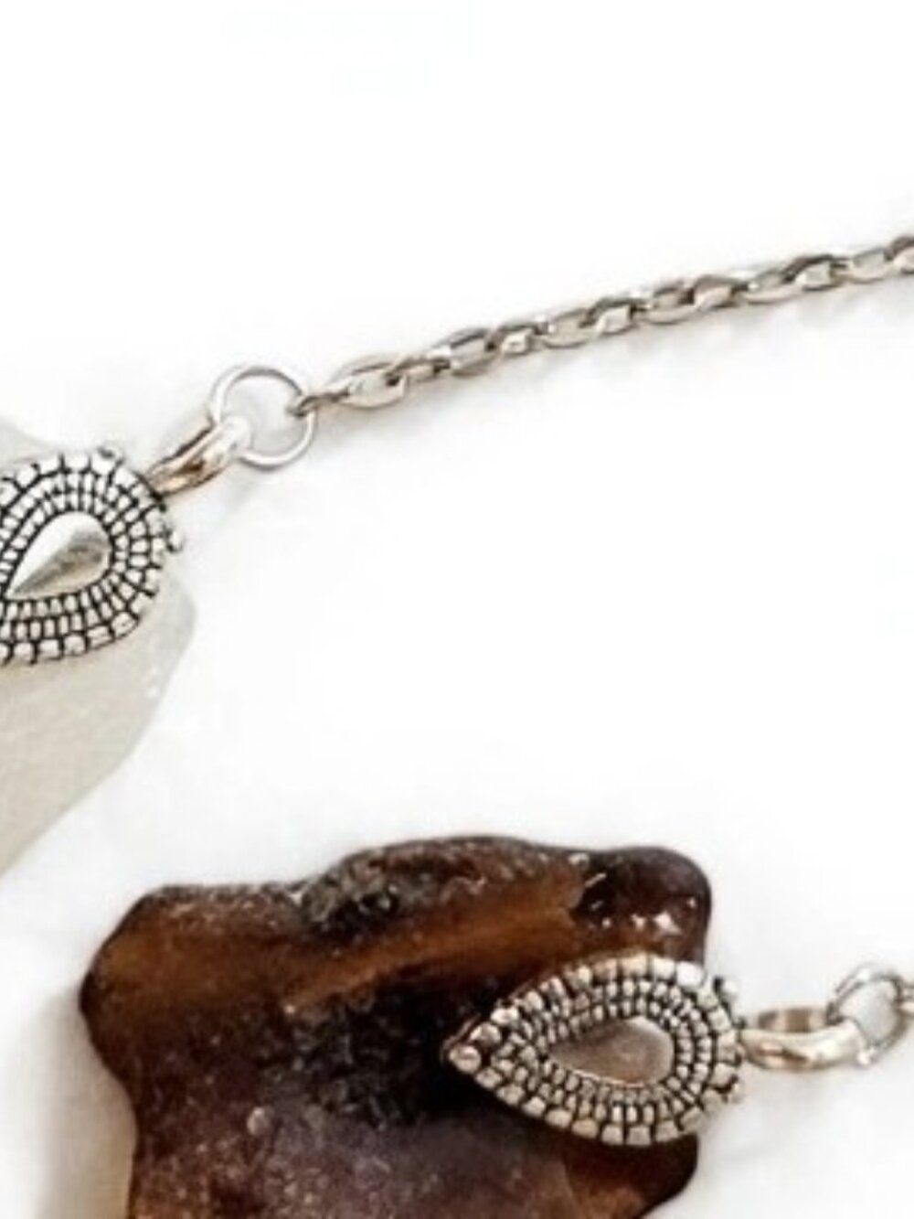 White Sea Glass Keychain 5 - Handmade Newfoundland